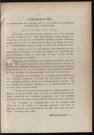 Verordnungsblatt des erzbischöfl. Konsistoriums die Angelegenheiten der orthod. -oriental. Erzdiözese der Bukowina betreffend 18940210 Seite: 5