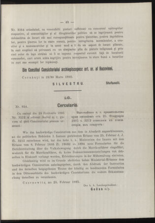 Verordnungsblatt des erzbischöfl. Konsistoriums die Angelegenheiten der orthod. -oriental. Erzdiözese der Bukowina betreffend 18950428 Seite: 3