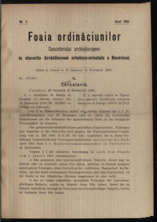 Verordnungsblatt des erzbischöfl. Konsistoriums die Angelegenheiten der orthod. -oriental. Erzdiözese der Bukowina betreffend