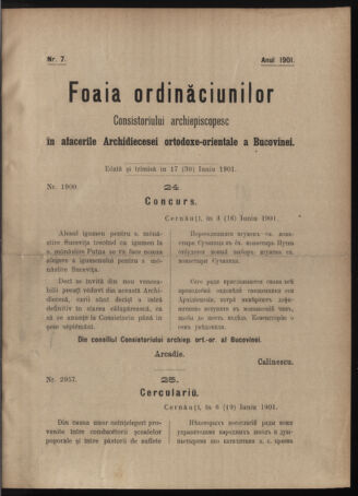 Verordnungsblatt des erzbischöfl. Konsistoriums die Angelegenheiten der orthod. -oriental. Erzdiözese der Bukowina betreffend