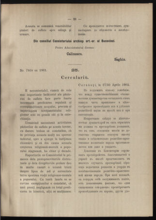 Verordnungsblatt des erzbischöfl. Konsistoriums die Angelegenheiten der orthod. -oriental. Erzdiözese der Bukowina betreffend 19020503 Seite: 3