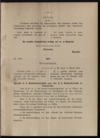 Verordnungsblatt des erzbischöfl. Konsistoriums die Angelegenheiten der orthod. -oriental. Erzdiözese der Bukowina betreffend 19020603 Seite: 17