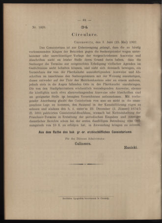 Verordnungsblatt des erzbischöfl. Konsistoriums die Angelegenheiten der orthod. -oriental. Erzdiözese der Bukowina betreffend 19020615 Seite: 28