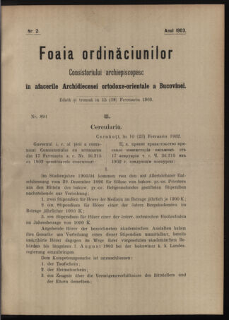 Verordnungsblatt des erzbischöfl. Konsistoriums die Angelegenheiten der orthod. -oriental. Erzdiözese der Bukowina betreffend