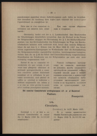 Verordnungsblatt des erzbischöfl. Konsistoriums die Angelegenheiten der orthod. -oriental. Erzdiözese der Bukowina betreffend 19030426 Seite: 4