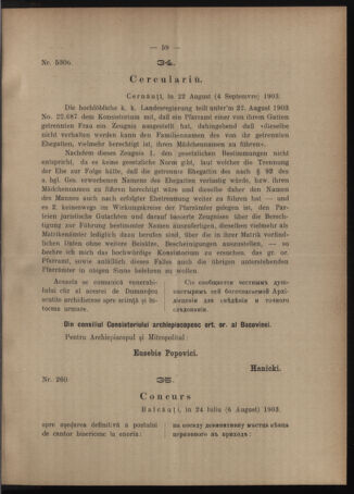 Verordnungsblatt des erzbischöfl. Konsistoriums die Angelegenheiten der orthod. -oriental. Erzdiözese der Bukowina betreffend 19030926 Seite: 3