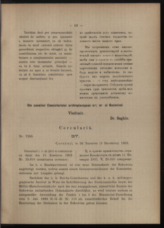 Verordnungsblatt des erzbischöfl. Konsistoriums die Angelegenheiten der orthod. -oriental. Erzdiözese der Bukowina betreffend 19031217 Seite: 3