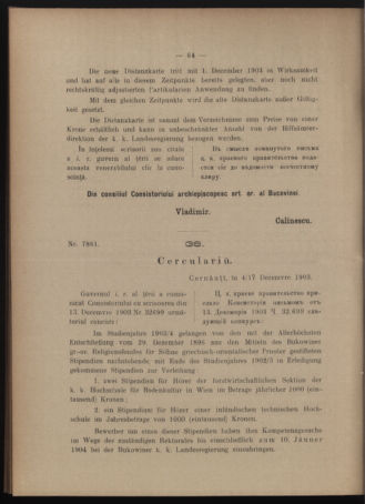 Verordnungsblatt des erzbischöfl. Konsistoriums die Angelegenheiten der orthod. -oriental. Erzdiözese der Bukowina betreffend 19031217 Seite: 4