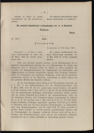 Verordnungsblatt des erzbischöfl. Konsistoriums die Angelegenheiten der orthod. -oriental. Erzdiözese der Bukowina betreffend 19040615 Seite: 5