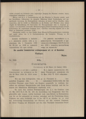 Verordnungsblatt des erzbischöfl. Konsistoriums die Angelegenheiten der orthod. -oriental. Erzdiözese der Bukowina betreffend 19040615 Seite: 9