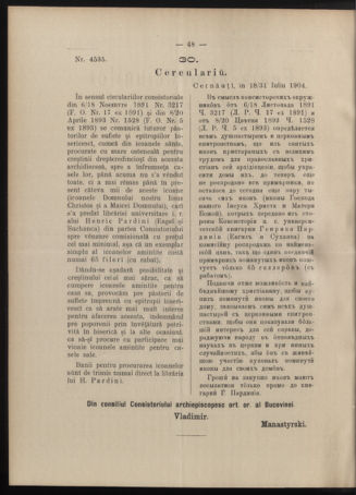 Verordnungsblatt des erzbischöfl. Konsistoriums die Angelegenheiten der orthod. -oriental. Erzdiözese der Bukowina betreffend 19040804 Seite: 2