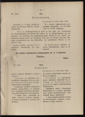 Verordnungsblatt des erzbischöfl. Konsistoriums die Angelegenheiten der orthod. -oriental. Erzdiözese der Bukowina betreffend 19040804 Seite: 3