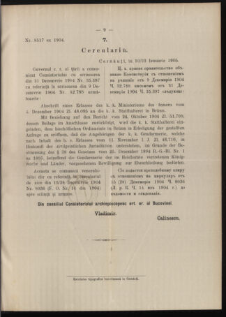 Verordnungsblatt des erzbischöfl. Konsistoriums die Angelegenheiten der orthod. -oriental. Erzdiözese der Bukowina betreffend 19050215 Seite: 3