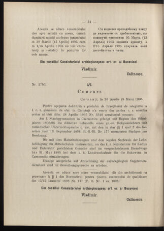 Verordnungsblatt des erzbischöfl. Konsistoriums die Angelegenheiten der orthod. -oriental. Erzdiözese der Bukowina betreffend 19050508 Seite: 2