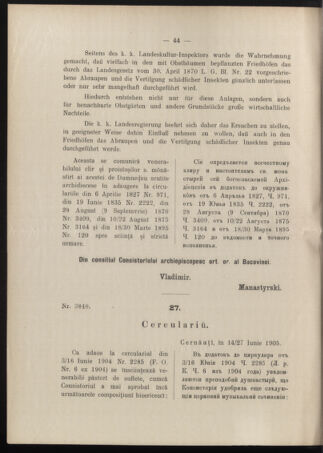 Verordnungsblatt des erzbischöfl. Konsistoriums die Angelegenheiten der orthod. -oriental. Erzdiözese der Bukowina betreffend 19050708 Seite: 4