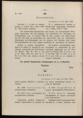 Verordnungsblatt des erzbischöfl. Konsistoriums die Angelegenheiten der orthod. -oriental. Erzdiözese der Bukowina betreffend 19060711 Seite: 6