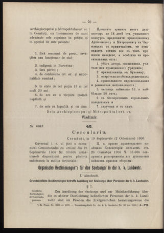 Verordnungsblatt des erzbischöfl. Konsistoriums die Angelegenheiten der orthod. -oriental. Erzdiözese der Bukowina betreffend 19061016 Seite: 2