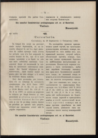 Verordnungsblatt des erzbischöfl. Konsistoriums die Angelegenheiten der orthod. -oriental. Erzdiözese der Bukowina betreffend 19061016 Seite: 7