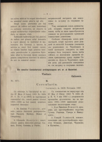 Verordnungsblatt des erzbischöfl. Konsistoriums die Angelegenheiten der orthod. -oriental. Erzdiözese der Bukowina betreffend 19070222 Seite: 3