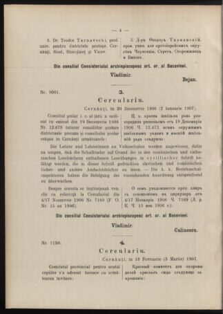 Verordnungsblatt des erzbischöfl. Konsistoriums die Angelegenheiten der orthod. -oriental. Erzdiözese der Bukowina betreffend 19070222 Seite: 4