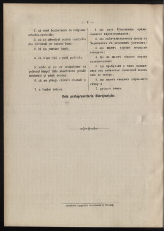 Verordnungsblatt des erzbischöfl. Konsistoriums die Angelegenheiten der orthod. -oriental. Erzdiözese der Bukowina betreffend 19070222 Seite: 8