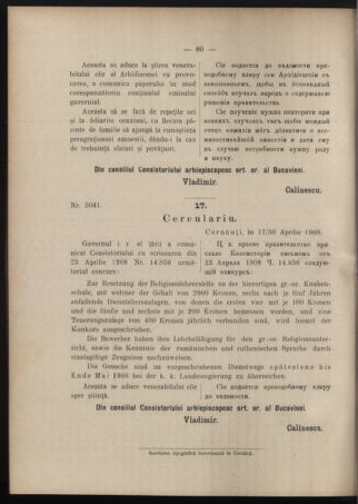 Verordnungsblatt des erzbischöfl. Konsistoriums die Angelegenheiten der orthod. -oriental. Erzdiözese der Bukowina betreffend 19080426 Seite: 8