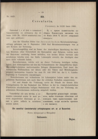 Verordnungsblatt des erzbischöfl. Konsistoriums die Angelegenheiten der orthod. -oriental. Erzdiözese der Bukowina betreffend 19080614 Seite: 3