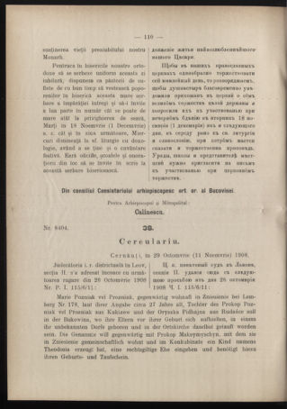 Verordnungsblatt des erzbischöfl. Konsistoriums die Angelegenheiten der orthod. -oriental. Erzdiözese der Bukowina betreffend 19081111 Seite: 2