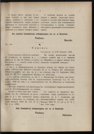 Verordnungsblatt des erzbischöfl. Konsistoriums die Angelegenheiten der orthod. -oriental. Erzdiözese der Bukowina betreffend 19090120 Seite: 3