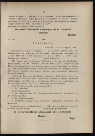 Verordnungsblatt des erzbischöfl. Konsistoriums die Angelegenheiten der orthod. -oriental. Erzdiözese der Bukowina betreffend 19090425 Seite: 3