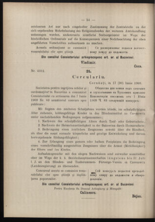 Verordnungsblatt des erzbischöfl. Konsistoriums die Angelegenheiten der orthod. -oriental. Erzdiözese der Bukowina betreffend 19090715 Seite: 6