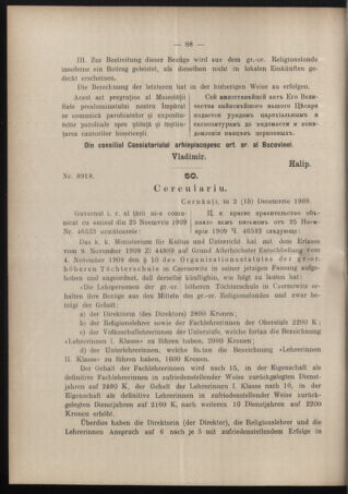 Verordnungsblatt des erzbischöfl. Konsistoriums die Angelegenheiten der orthod. -oriental. Erzdiözese der Bukowina betreffend 19091228 Seite: 2