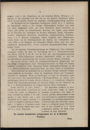 Verordnungsblatt des erzbischöfl. Konsistoriums die Angelegenheiten der orthod. -oriental. Erzdiözese der Bukowina betreffend 19091228 Seite: 5