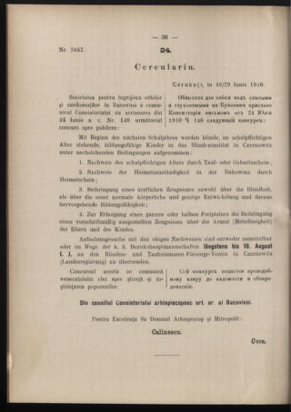 Verordnungsblatt des erzbischöfl. Konsistoriums die Angelegenheiten der orthod. -oriental. Erzdiözese der Bukowina betreffend 19100628 Seite: 6