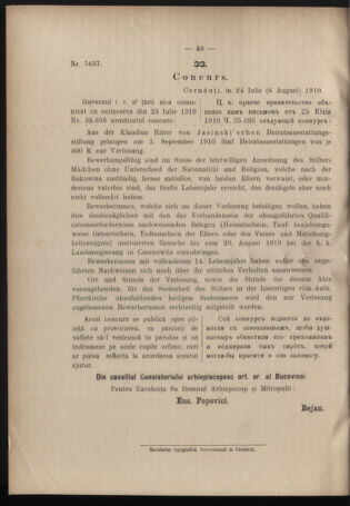 Verordnungsblatt des erzbischöfl. Konsistoriums die Angelegenheiten der orthod. -oriental. Erzdiözese der Bukowina betreffend 19100730 Seite: 4