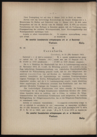 Verordnungsblatt des erzbischöfl. Konsistoriums die Angelegenheiten der orthod. -oriental. Erzdiözese der Bukowina betreffend 19110203 Seite: 2