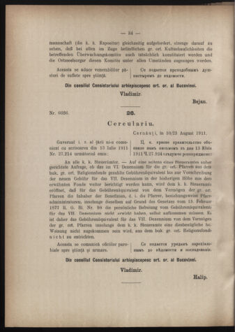 Verordnungsblatt des erzbischöfl. Konsistoriums die Angelegenheiten der orthod. -oriental. Erzdiözese der Bukowina betreffend 19110906 Seite: 2