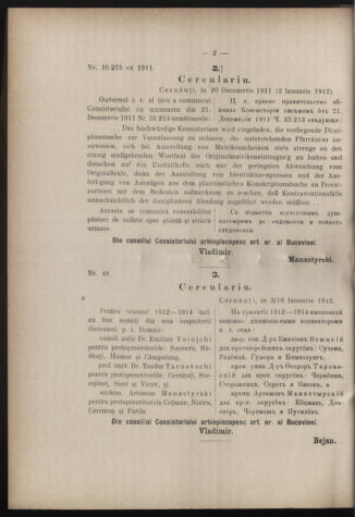 Verordnungsblatt des erzbischöfl. Konsistoriums die Angelegenheiten der orthod. -oriental. Erzdiözese der Bukowina betreffend 19120111 Seite: 2