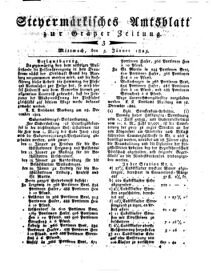 Steyermärkisches Amtsblatt zur Grätzer Zeitung 18250105 Seite: 1