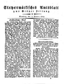 Steyermärkisches Amtsblatt zur Grätzer Zeitung 18250115 Seite: 1