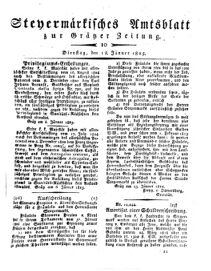 Steyermärkisches Amtsblatt zur Grätzer Zeitung 18250118 Seite: 1