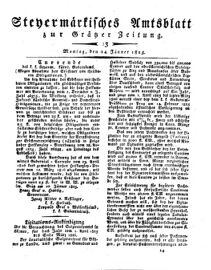 Steyermärkisches Amtsblatt zur Grätzer Zeitung 18250124 Seite: 1