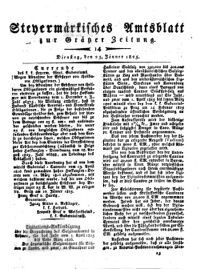 Steyermärkisches Amtsblatt zur Grätzer Zeitung 18250125 Seite: 1