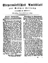 Steyermärkisches Amtsblatt zur Grätzer Zeitung 18250208 Seite: 1