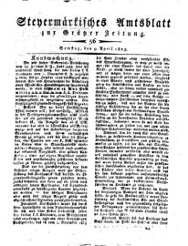 Steyermärkisches Amtsblatt zur Grätzer Zeitung 18250409 Seite: 1