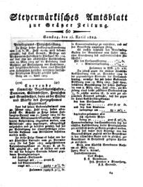 Steyermärkisches Amtsblatt zur Grätzer Zeitung 18250416 Seite: 1