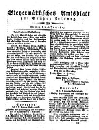 Steyermärkisches Amtsblatt zur Grätzer Zeitung 18250606 Seite: 1