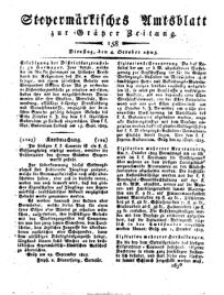 Steyermärkisches Amtsblatt zur Grätzer Zeitung 18251004 Seite: 1