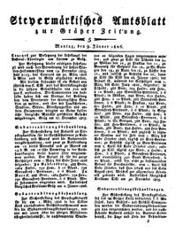 Steyermärkisches Amtsblatt zur Grätzer Zeitung 18260109 Seite: 1