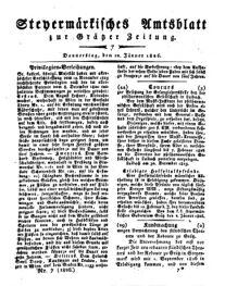 Steyermärkisches Amtsblatt zur Grätzer Zeitung 18260112 Seite: 1